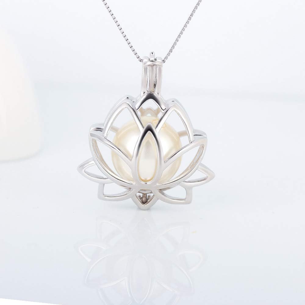 Lotus Big Edison Cage Pendants for Pearl Jewelry Making Sterling Silver, Design Cage Pendants for Women - Image 5
