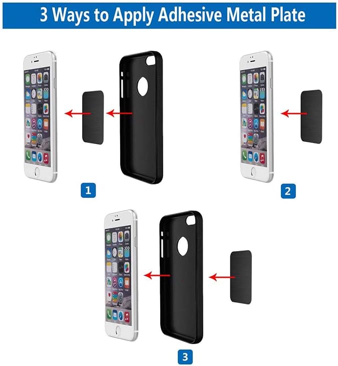 Miniatura 5 de VizGiz Paquete de 8 placas de metal de hierro para teléfono, soporte magnético redondo, rectangular, abrasivo, almohadilla adhesiva, soporte