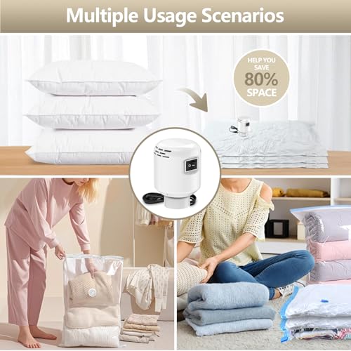 Image of Electric Vacuum Pump for Travel & Home, Fits Various Vacuum Storage Bags, Efficient for Compressing Clothes, Blankets & Luggage, Lightweight & Portable, White (Storage Bags Not Included)