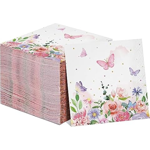 100 Pcs Pink Butterfly Party Napkins Cover