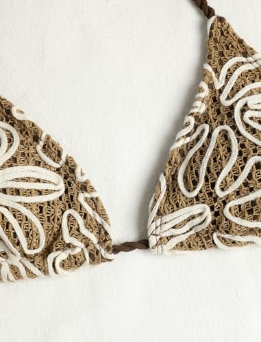 Image of ZAFUL 2 Piece Triangle Bikini for Women Knitted Rope Halter Bikini Sets Sexy Bathing Suit Side Tie Swimsuits Beachwear