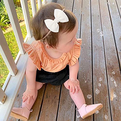 Yanjie Baby Girls Nylon Headbands Newborn Bows Handmade Hair Bows Hairbands Hair Accessories For Newborn Infant Toddlers Kids(Beige Black White) #TOP4