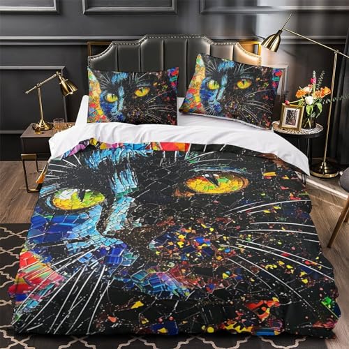 Parure de lit chat 3D microfibre anti-transpiration et super douce - 4