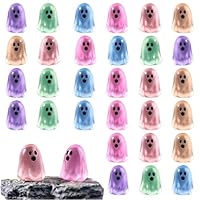 30 Stück Geist Harz Figuren, Halloween Kleine Geister Deko Mini Tiere Statuen Dunkeln im Leuchtende Bunt Miniatur Figuren für Gartendeko, DIY Micro Landschaft Szenen, Heimdekorationen (30 Bunt)