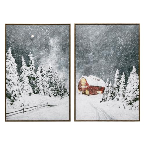 ArtbyHannah Framed Christmas Canvas Wall Art Decor Set of 2,