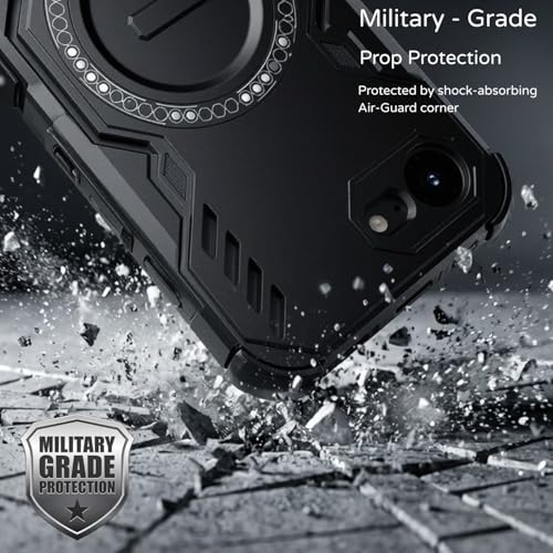 Image of ShieldTech Back Cover Case for Apple iPhone 16e | 360 Protection Mobile Phone Case Mag-Safe | Camera Protection | iPhone 16 e Cover | i Phone 16e - Black TPU+PC