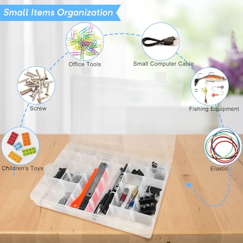 Image of Guyuyii 4 Pack 36-Grid Plastic Clear Organizer Box with Adjustable Dividers