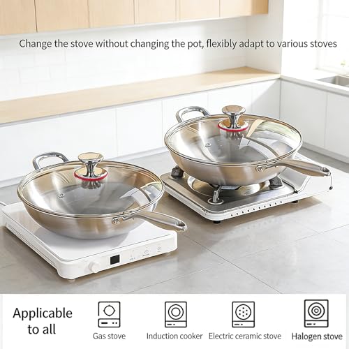 Wok de acero inoxidable 316, antiadherente, 13.4 in miniatura 4