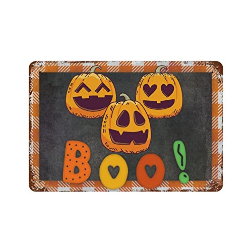 Panneau en métal citrouille Boo grand format 30x45cm style rétro - 2