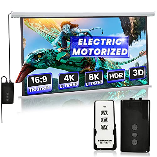 Delux Screens (Us Business) 110" 16:9 Aspect Motorized Projector Screen With Remote (White Casing) #TOP13