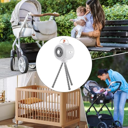 Générique Stroller Fan Detachable 3 Speed 360° Rotate | Portable Pram Fan,USB Rechargeable For Car Seat & Crib, Ideal Baby Gift – Image 5
