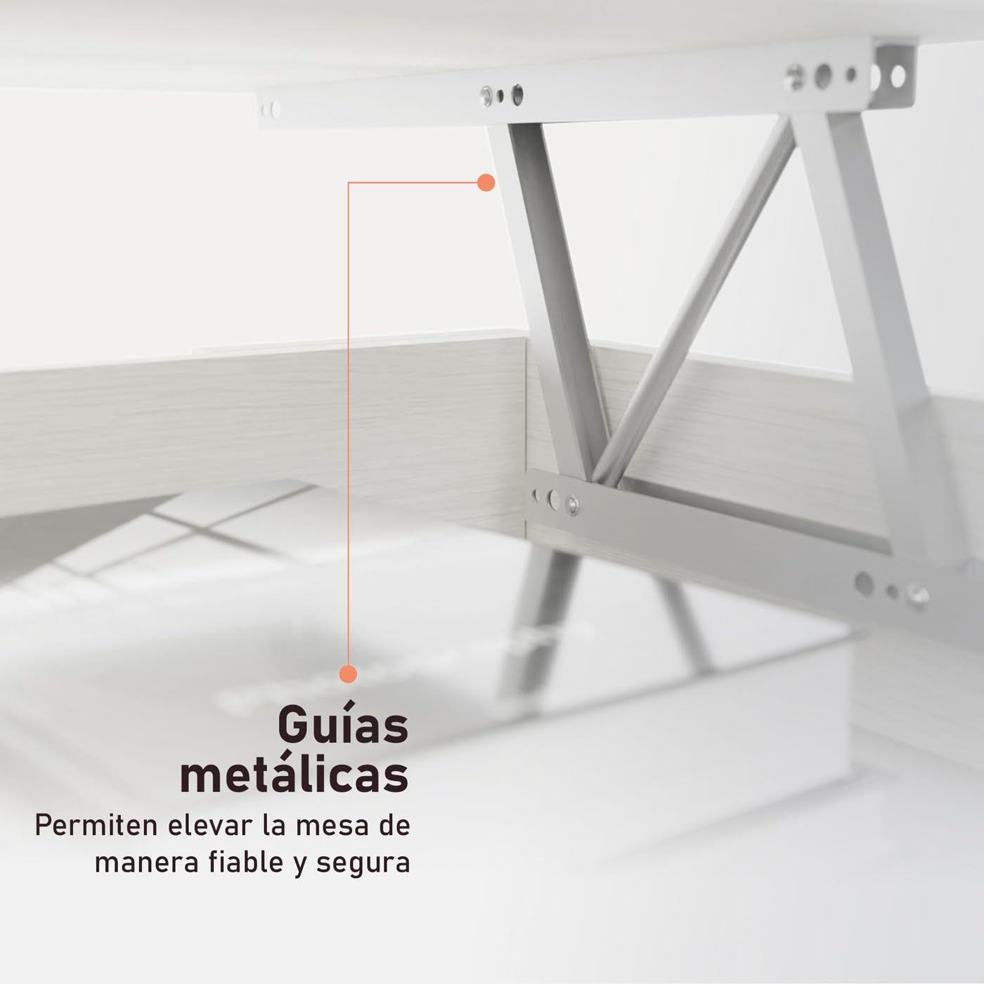 amuéblate online - Mesa de Centro Elevable, Mesita de Salón o Comedor, Acabado en Gris Polar, Medidas: 90 cm (Ancho) x 50 cm (Fondo) x 46-57 cm (Alto)