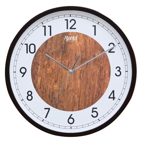 Image of Ajanta Wall Clock for Home and Offices Silent Sweep Movement 12 Inches Analog Wall Clock Wall Watch (Brown 30 x 30 x 4 cm), Plastic