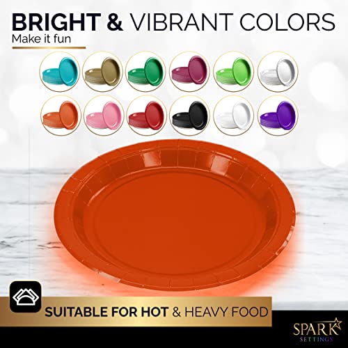 Amcrate Paper Dinner Plates Orange, 8 1/2 Inches Paper Plates Disposable, Strong And Sturdy Disposable Plates For Party, Dinner, Holiday, Picnic, Or Travel Party Plates, Pack Of 50 #TOP1