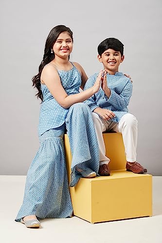 Indian Ethnic Wear For Kids Girls & Boys, Brother Sister Matching Outfits, Kurta Set (Cotton), (Pack of 2)3