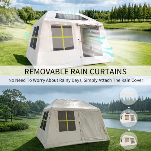 carpa inflable para 2-3 personas camping, tienda de aire impermeable con montaje rápido en 2 minutos miniatura 3