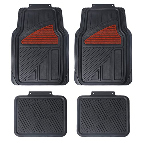 Maggift Rubber Floor Mats, for Car, SUVs, Vans & Trucks, Front and Back Heavy Duty Rubber Car Mats, 4pc, Black