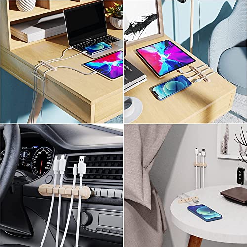 Image of SOULWIT Cable Holder Clips, 3-Pack Cable Management Cord Organizer Clips Silicone Self Adhesive for Desktop USB Charging Cable Nightstand Power Cord Mouse Cable Wire PC Office Home