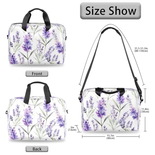 Maletín notebook con estampado de flores lavanda 15.6" miniatura 6