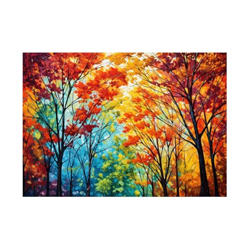 Toile murale abstraite SIVAJI d'arbre en couleur 60x80cm décoration salon sans cadre