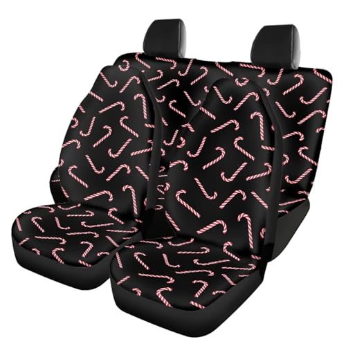 AFPANQZ Christmas Candy Car Seat Covers Full Set 4 Pack Front and Back Seat Cover Set Stylish Design Reat Seats Cushion Protector Nonslip and Heavy Duty Cover Fits Vehicle Cars Truck SUV