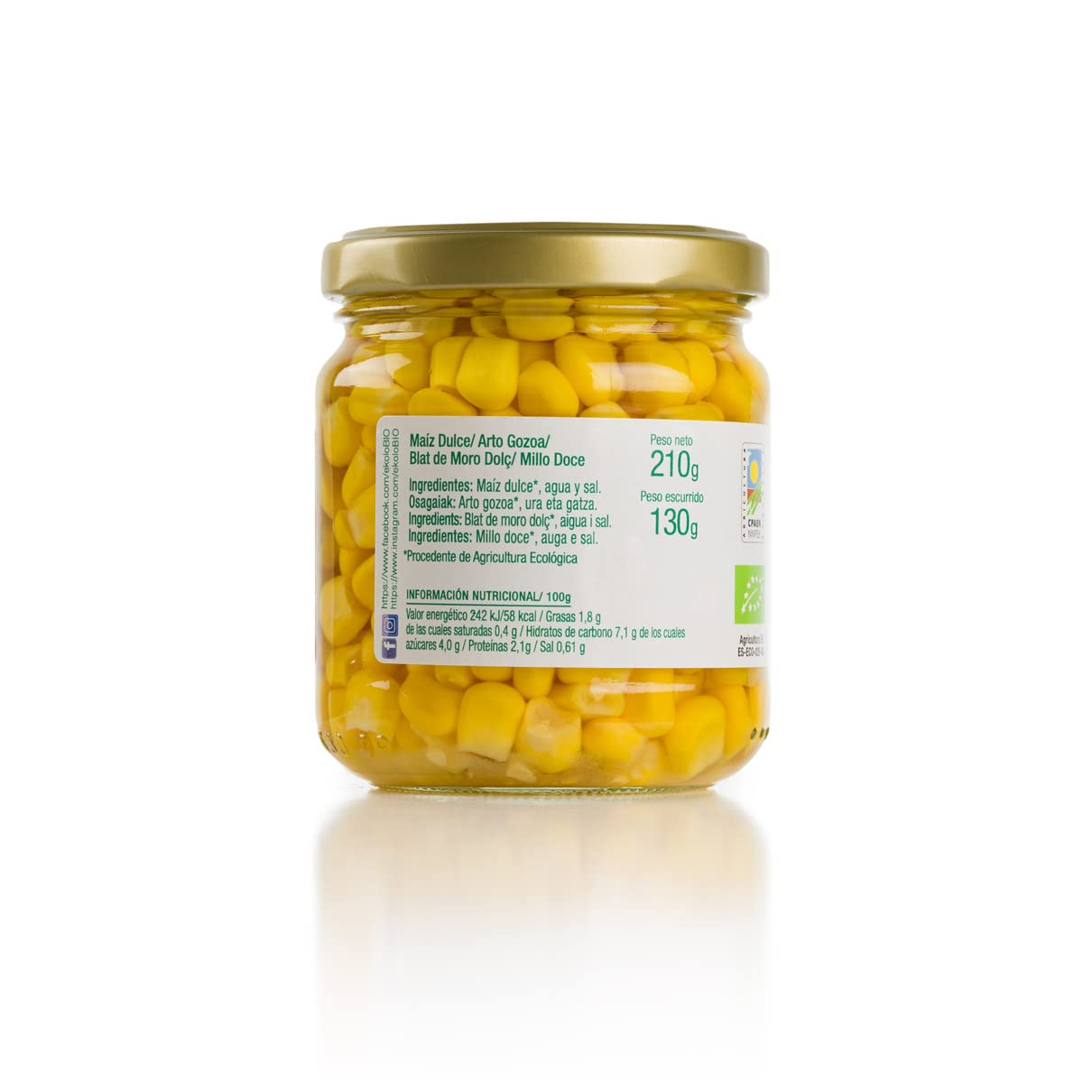 Ekolo Maiz Dulce Ekolo Bio, 6 Tarros 210g 1260g