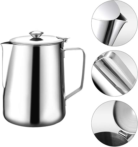 Miniatura 9 de Luxshiny Jarra de espuma de leche de 20 onzas, acero inoxidable, 20.3 fl oz, taza de espuma de café, jarra de leche, taza de café utilizada para