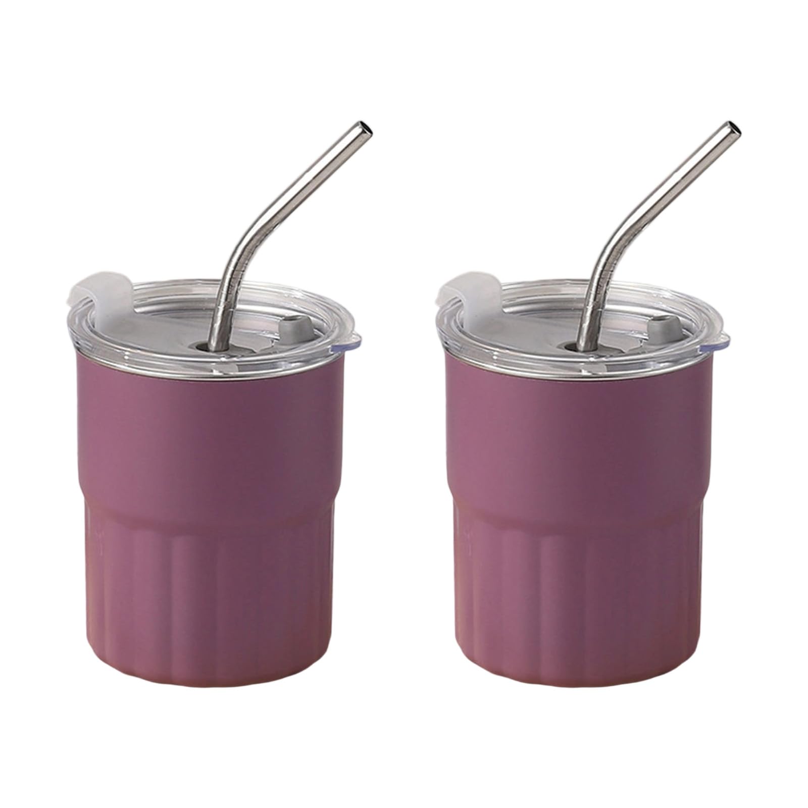 Xinsheinelry 2pcs 304 Stainless Steel Mugs Stackable Double Walled Cup Cold Dishwasher Safe Water Drinking Glasses with Straw and Lid Home and Drinkwares