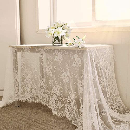 Queendream White Lace Tablecloth Wedding Decorations 60 X120 Inch White Wedding Tablecloth Lace Fabric For Birthday Parties #TOP1
