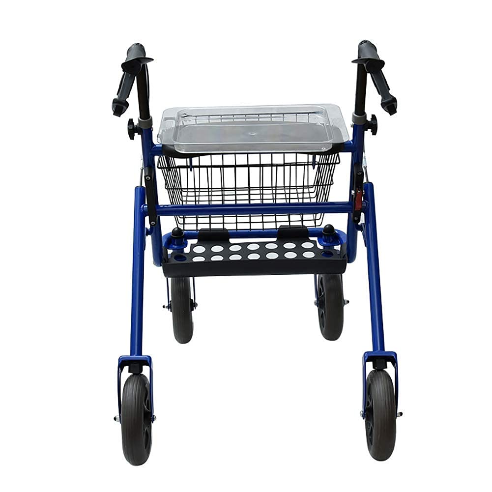 Chodziki dla seniorów Chodzik, Rollator Niepełnosprawny chodzik czterokołowy Rollator z koszem do przechowywania i platformą Udźwig 272 funtów dla ojca i matki, chodzik do oszczędzania miejsca, trwały