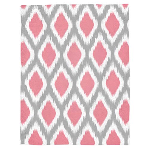 Flannel Throw Blanket Pink Ethnic Tribal Art Ikat Pattern Lightweight Fleece Bed Blanket Vertical Soft Warm Blanket All Season Sofa/Couch/Chair For Child Adults 40 X 50 Inch #TOP4