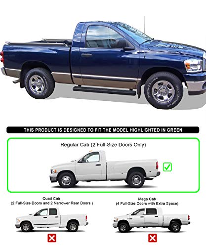 For 2002-2008 Ram 1500 Regular Cab & 2003-2009 Ram 2500/3500 (Nerf Bar | Side Steps) 4" Black Eboard Running Boards #TOP3