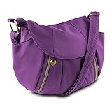 Travelon Anti-Theft Front Zip Hobo Bag with RFID Protection, Plum
