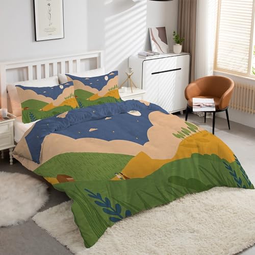 Housse de couette 160x200 microfibre douce zippée style campagne - 2