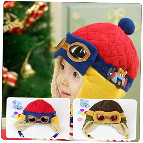 FRCOLOR 2Pcs Pilot Hats Thickened Warm Hats for Boys and Portable and Adorable Winter Accessories for Indoor and Outdoor Use3