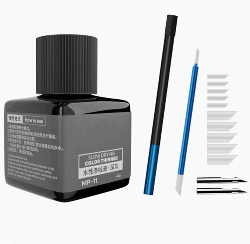 MP-10~MP-29 40g Water-based Panel Liner Paint for Model Building Panel Line Accent Color(Hobby Tools) (MP-11 + MP-01B +MP-02B)