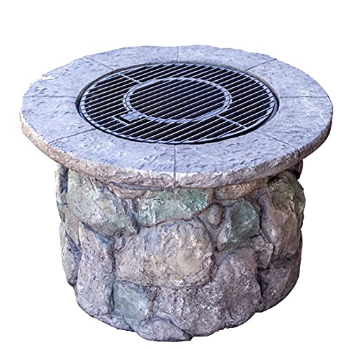 Hoguera al aire libre para jardín, barbacoa, hoguera de leña, 90 cm, calentador de piedra de imitación al aire libre, utilizado para patio trasero picnic (tamaño: Kit-2) ()