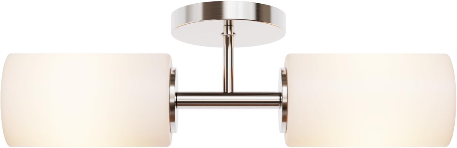 Tawson Talos 2-Light Wall Sconce Light in Brushed Nickel with Satin Etched Glass Shade for Hallway, Entryway, Passway, Dining, Bedroom, Garage, Kitchen, Balcony Living Room