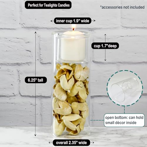 Cys Excel Clear Glass Tealight Candle Holders Bud Vases (Pack Of 6) Hurricane Candle Holders Home Décor Wedding Candle Centerpiece Cylinder Vases thumb #2