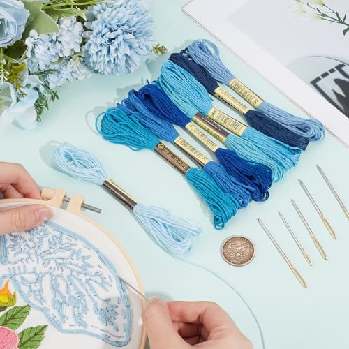 48 madejas hilo sashiko azul 360 m kit con agujas miniatura 3