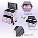 Joligrace Makeup Case Vanity Case Large Beauty Makeup Trolley on Wheels with Drawer Make Up Box Organiser Nail Polish Organiser Storage, Shiny Pink