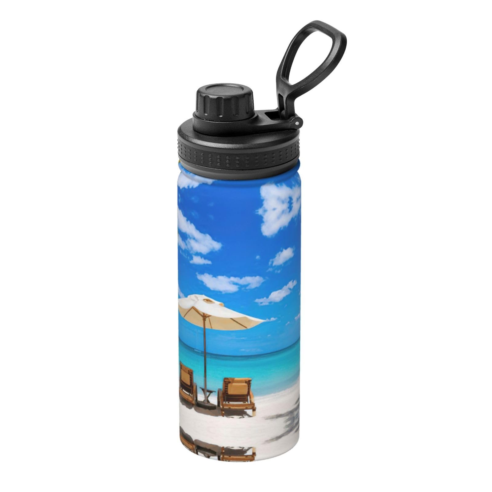Kfjghhl Insulated Stainless Beach Palm Tree Steel Water Bottle For Sport Gym Travel Leak Camping Hiking Hydration