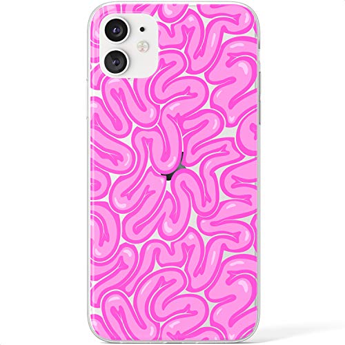 Mertak Clear Case Compatible With Iphone 14 13 Pro Max 12 Mini 11 Se Xr Xs 8 Plus 7 6S Zombie Cute Pink Design Protective Cartoon Lightweight Slim Pattern Cover Brain Tpu Silicone Flexible #TOP3