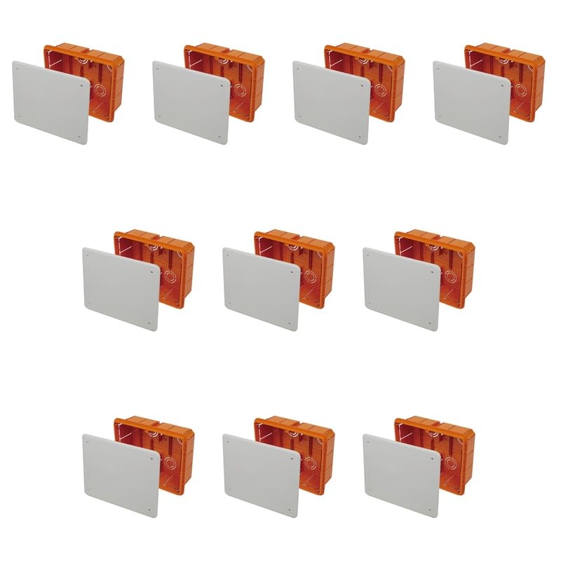 10 Kit Scatola Derivazione da Incasso, 294X152X70mm PT07, Cassetta Derivazione Da Incasso Muro,Con Coperchio e Viti, Interno IP40
