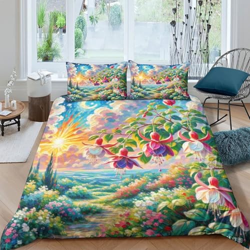 Housse de couette fuchsia 3D fermeture éclair douce zip