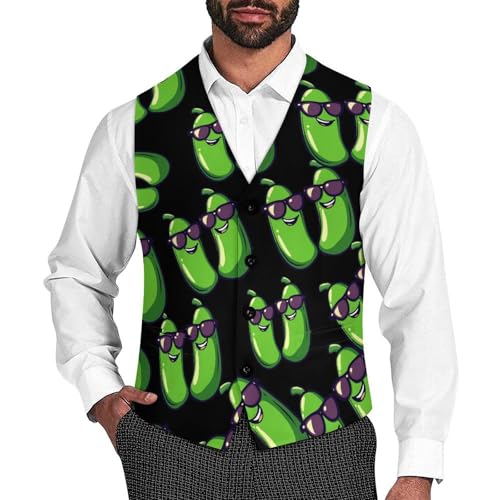 Zucchini-Courgettes Men's Suit Vests Business Formal Dress Vest V-Neck Waistcoat for Wedding Casual
