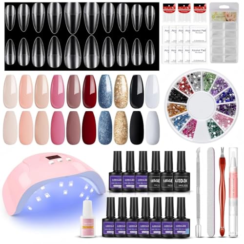 Leeclek Nail Salon Kit False Nails with U V Lamp,