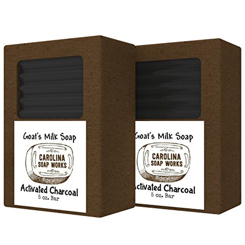 Activated Charcoal Goat Milk Soap, All Natural Handmade Charcoal Bar Soap With Organic Oils, Perfect for Acne Prone and Oily Skin, Long-Lasting (2 pack- 5.0 oz/bar)