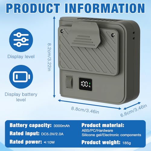 Ventilateur de taille portable rechargeable avec clip de taille - 6