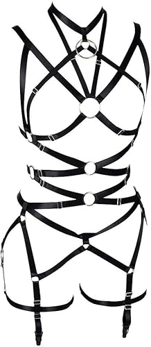 Miniatura 4 de Arnés punk recortado para mujer, lencería de tirantes completa. Conjunto de liguero elastizado, gótico para usar en el club, rave